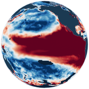 ENSOscope logo: El Niño sea-surface temperature anomaly globe